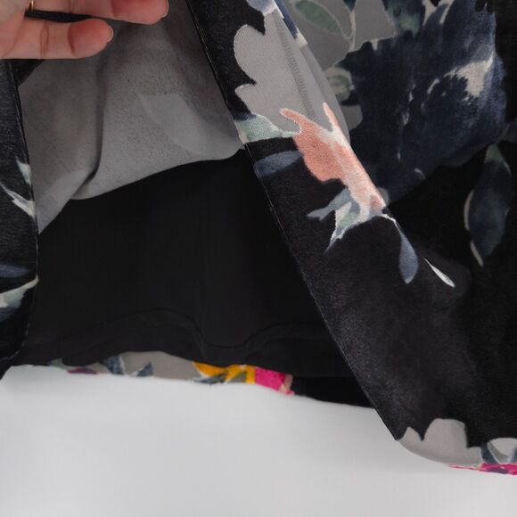 French Connection floral velvet burnout mini dress Size 10 black flutter sleeve - Picture 7 of 8